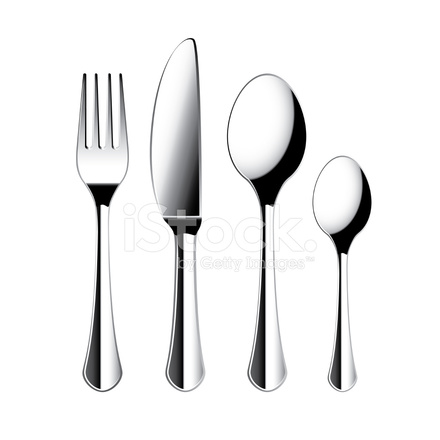 440x440 Tenedor, Cuchillo Y Cuchara Vector Aislado Cubiertos Stock Vector