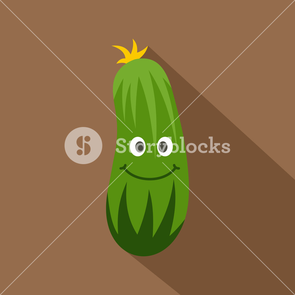 1000x1000 Fresh Smiling Cucumber Icon Flat Illustration Of Fresh Smiling