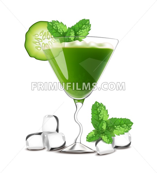 546x600 Smoothie Cocktail Green Drink With Cucumber Vector Realistic