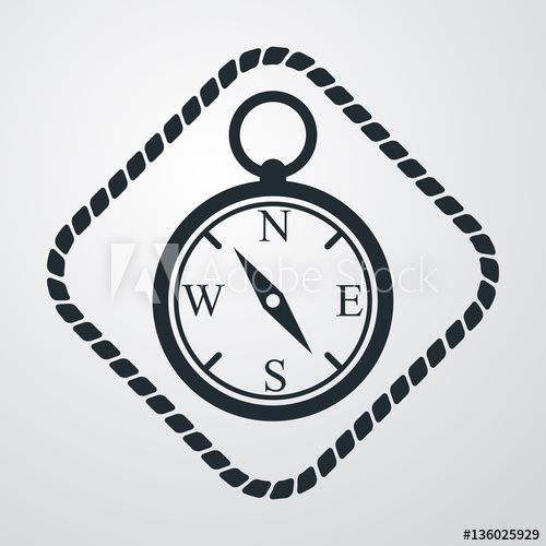 500x500 Icono Plano Marco De Cuerda Con Brujula En Fondo Degradado