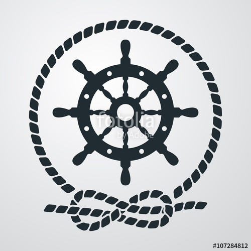 500x500 Icono Plano Timon Con Circulo De Cuerda En Fondo Degradado Stock