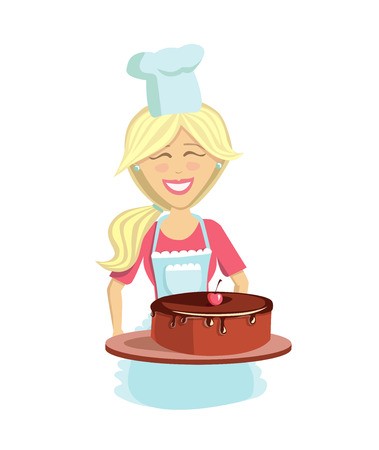 Culinary Vector Illustration Happy Young Woman In Chef Hat 379x450 Culinary Vector Illustration Happy Young Woman In Chef Hat