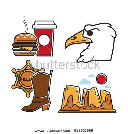 Usa America Tourism Travel And American Culture Vector Symbols Set 450x470 Usa America Tourism Travel And American Culture Vector Symbols Set