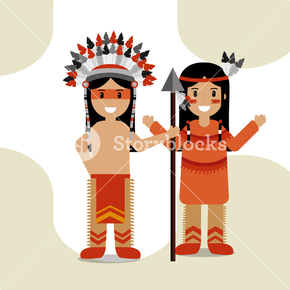Couple Native American With Spear In Traditional Clothes Culture 1000x1000 Couple Native American With Spear In Traditional Clothes Culture
