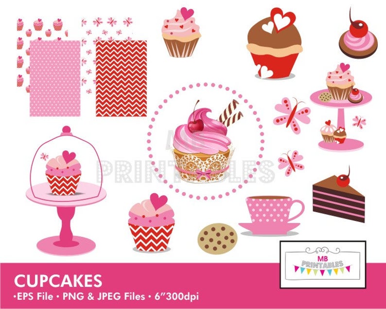 794x635 Cupcake Clip Art Cupcake Clipart Vector Cute Cupcakes Etsy