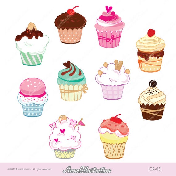 570x570 Cupcake Clipart Personal Commercial Use Vector Instant Etsy