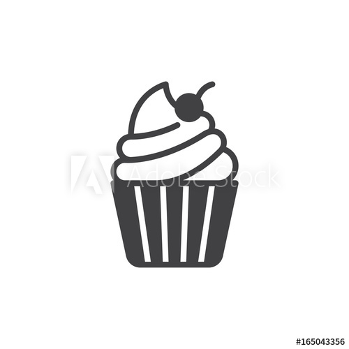 Cupcake With Cherry On Top Icon Vector, Filled Flat Sign, Solid 500x500 Cupcake With Cherry On Top Icon Vector, Filled Flat Sign, Solid