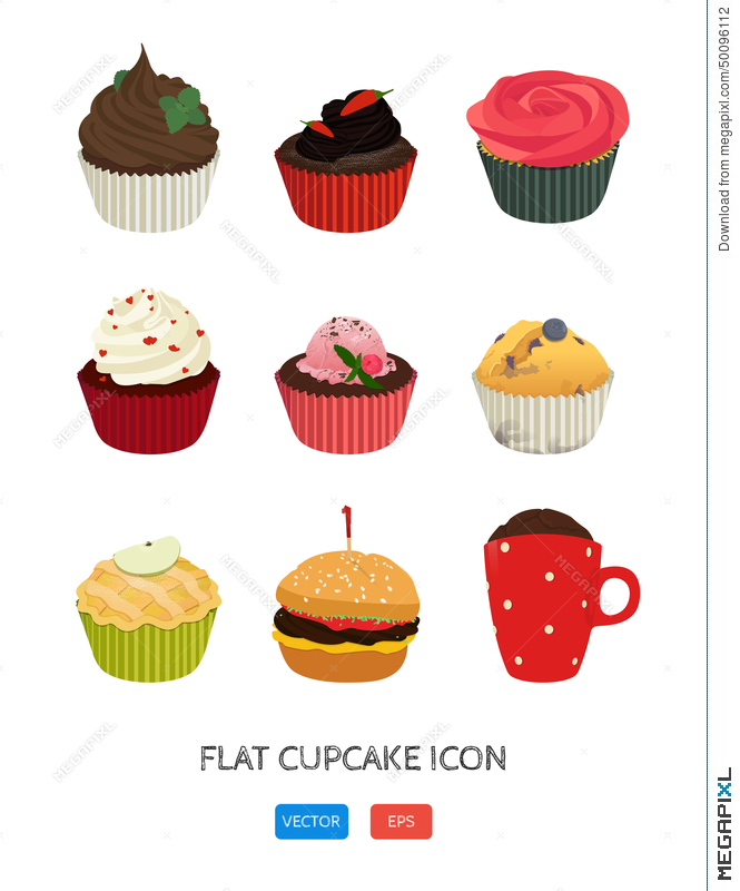 Flat Cupcake Icon Vector Application Food Set Food Icons Poster 665x800 Flat Cupcake Icon Vector Application Food Set Food Icons Poster