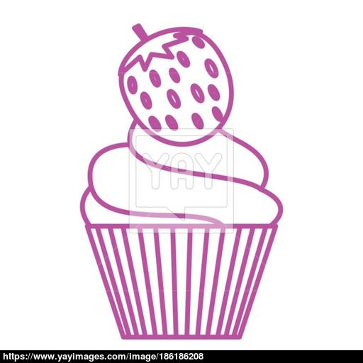 Thin Line Strawberry Cupcake Icon Vector 512x512 Thin Line Strawberry Cupcake Icon Vector