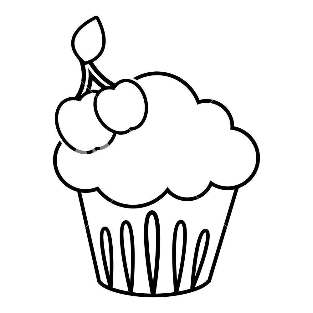 Cherry Cupcake Icon Outline Illustration Of Cherry Cupcake Vector 1000x1000 Cherry Cupcake Icon Outline Illustration Of Cherry Cupcake Vector