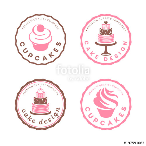 500x500 Vector Logo Design Template Cake, Cupcakes Bakery Sings Stock