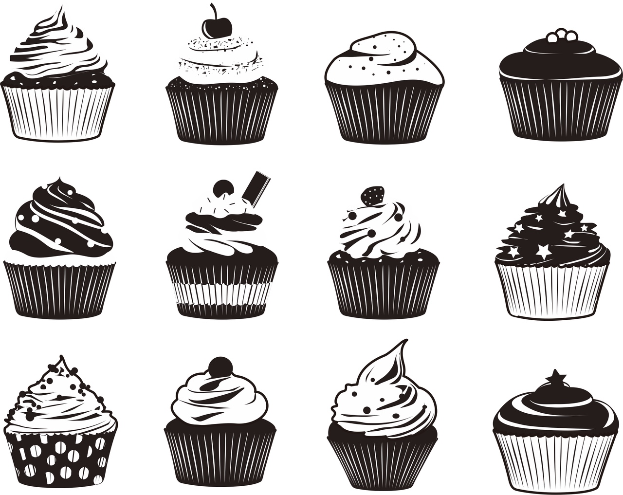 1280x1017 Cupcake Vector Set Free Vector Download In Cdr