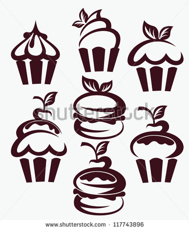 387x470 Black And White Cupcake Vector Art Images