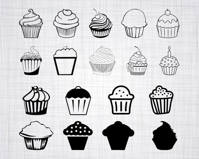 794x635 Cupcake Bundle Cupcake Cupcake Clipart Cupcake Cut Etsy