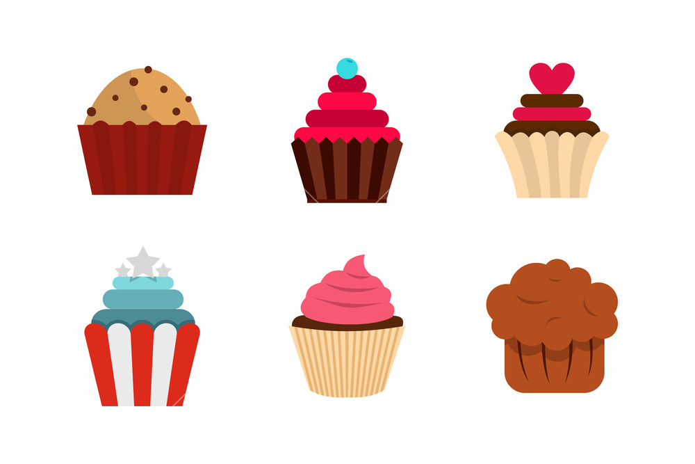 1000x667 Cupcake Icon Set Flat Set Of Cupcake Vector Icons For Web Design