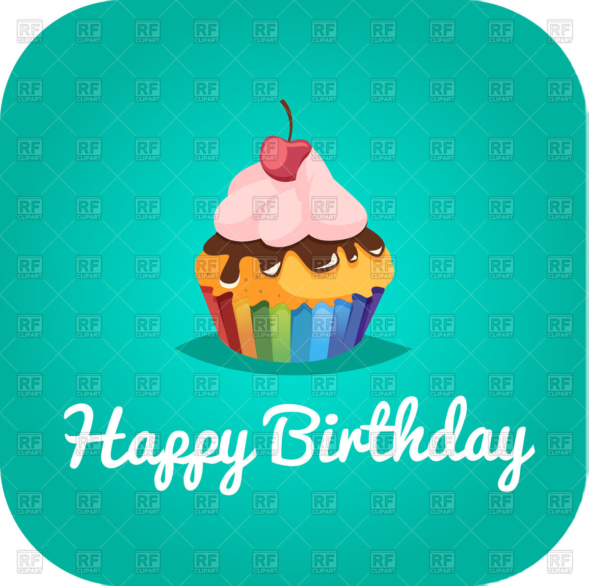 1200x1193 Happy Birthday Card With Cupcake Vector Image Of Food