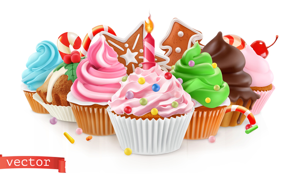 600x368 Holiday Sweet Dessert With Cupcake Vector Free Download