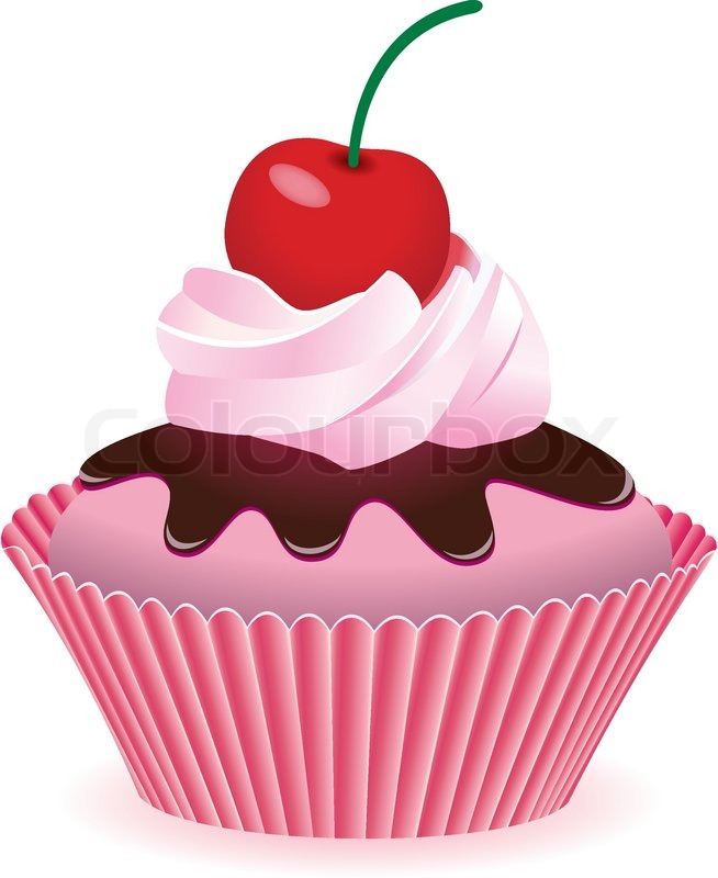 654x800 Vector Cupcake With Cherry Stock Vector Colourbox
