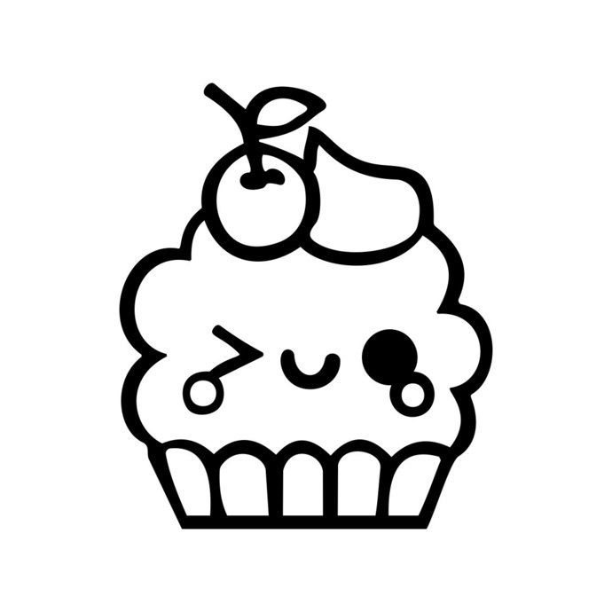 690x690 Cute Kawaii Cupcake Graphics Design