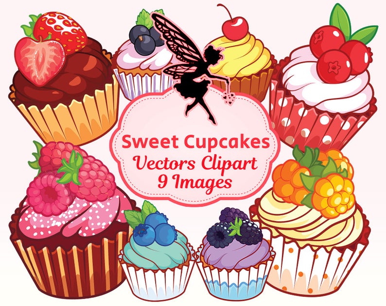 794x631 Sweet Cupcakes Vector Collection Png Etsy