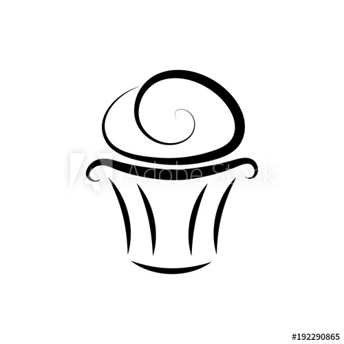 500x500 Black And White Cupcake Vector Icon