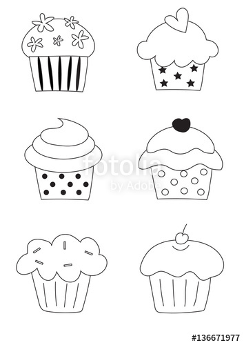 354x500 Collection Of Cupcake Vector Free Hand Drawing Cupcake In Black