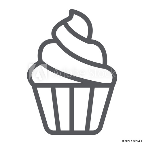 500x500 Cupcake Line Icon, Sweet And Food, Muffin Sign, Vector Graphics