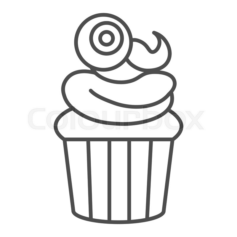 800x800 Muffin Witth Eye On Top Thin Line Stock Vector Colourbox