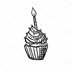 300x300 Black And White Birthday Cupcake Vector Createmepink