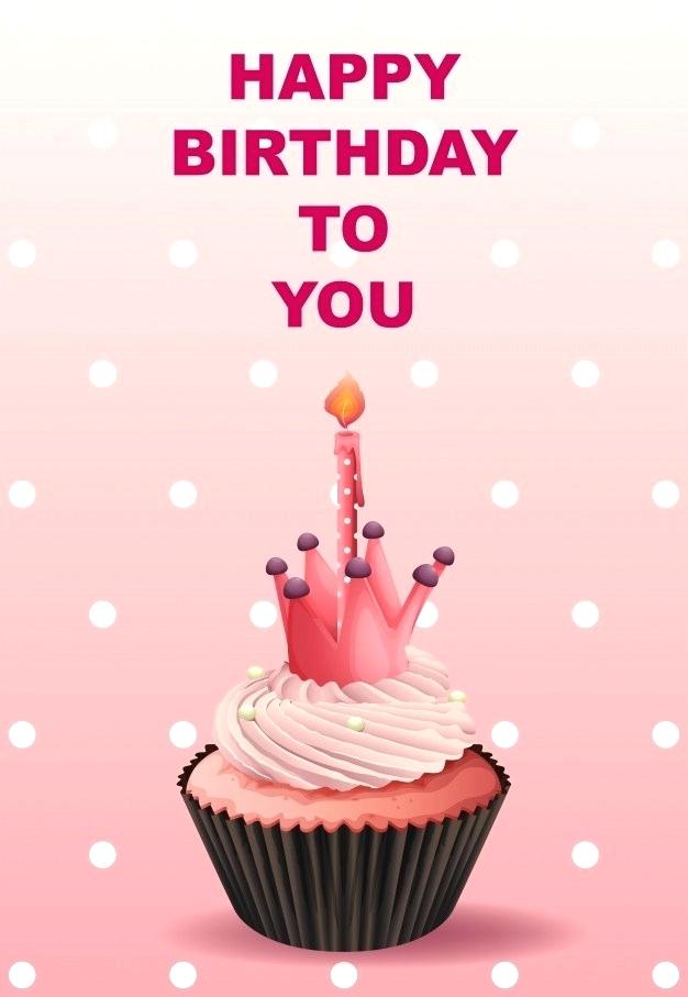 626x907 Download Birthday Card Template Happy With Pink Cupcake Vector