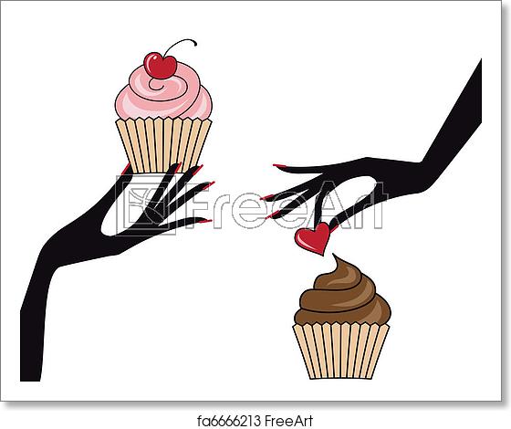 560x470 Free Art Print Of Hands With Cupcakes, Vector Female Hand Holding