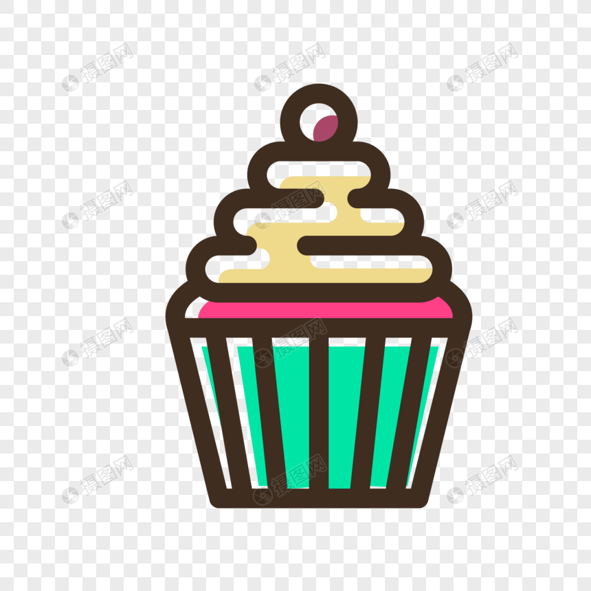 860x860 Small Cartoon Birthday Cake Cupcake Vector Icon Graphics Png