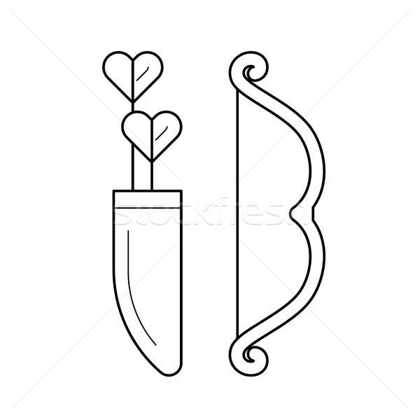 600x600 Cupid Bow And Arrows Vector Line Icon Vector Illustration