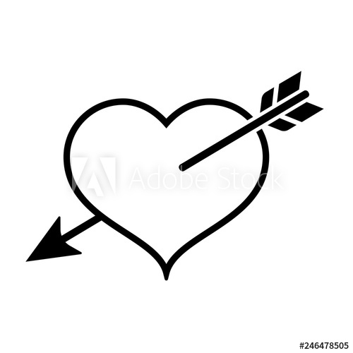 500x500 Heart In Love Icon Heart Pierced With Cupid's Arrow Vector