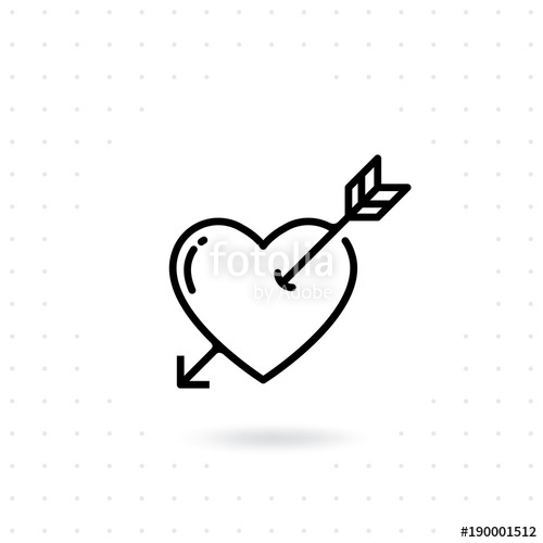 500x500 Heart With Arrow Icon Valentines Day Vector Line Icon Cupid