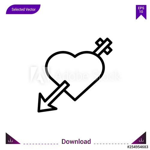 500x500 Cupid Arrow Vector Icon Best Modern, Simple, Isolated, Flat Icon
