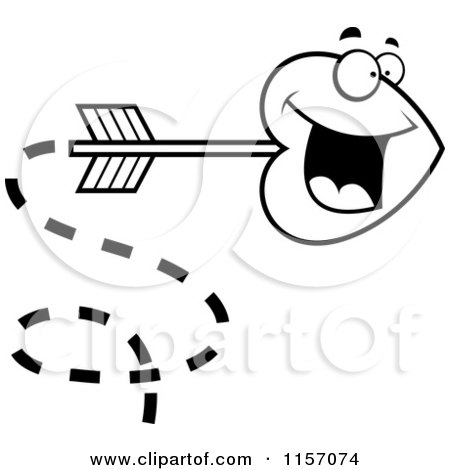 450x470 Cartoon Clipart Of A Black And White Shooting Heart Cupid Arrow