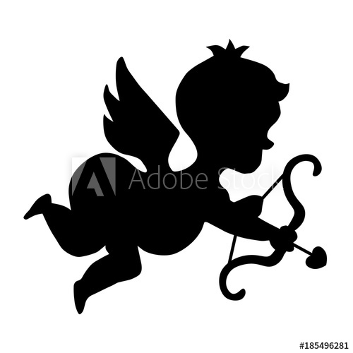 500x500 Cupid Silhouette Vector Illustration