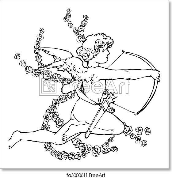 561x581 Free Art Print Of Cupid Vector Illustration Valentines Day