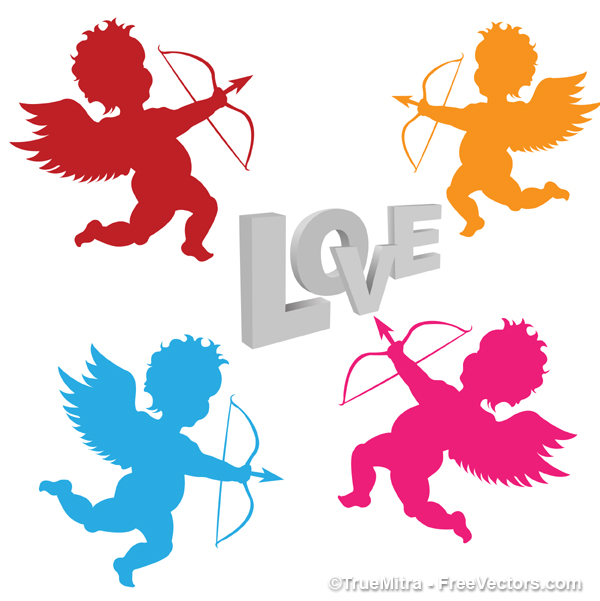 600x601 Download Free Cupid With Love Vector Illustration
