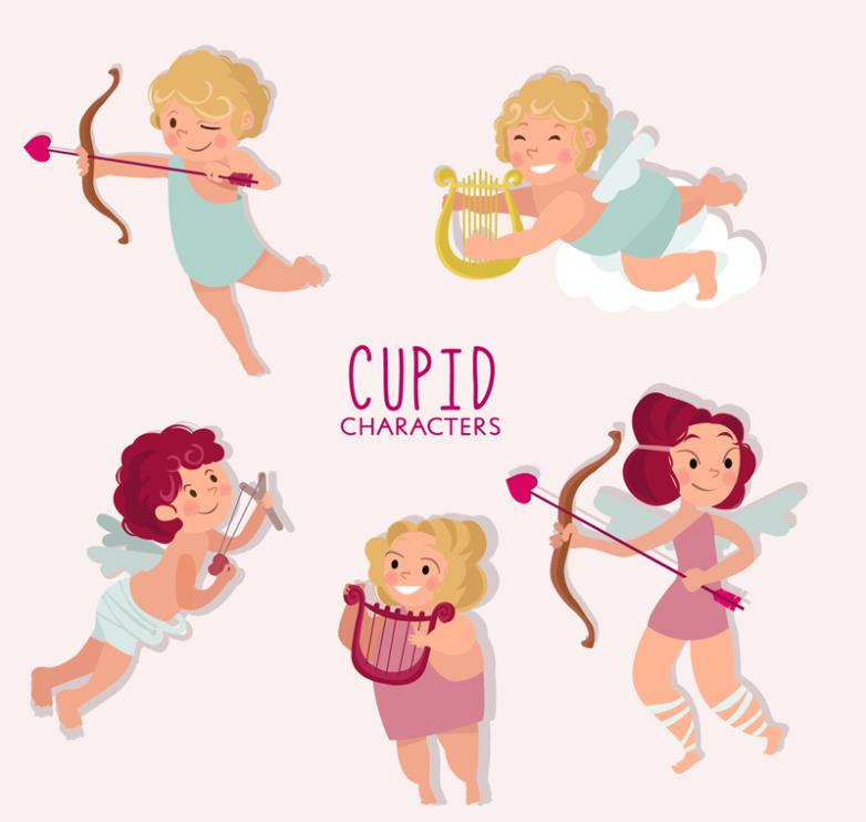 782x742 Five Lovely Cupid Vector Free Vector Graphic Download