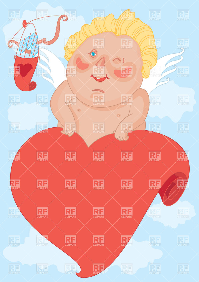848x1200 Valentine Day Postcard With Winking Cupid Vector Image Of People