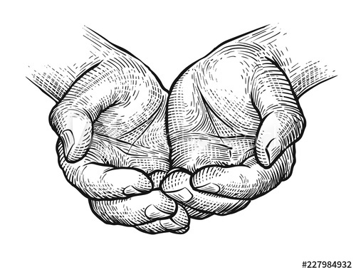 Cupped Hands, Folded Arms Sketch Vintage Vector Illustration 500x382 Cupped Hands, Folded Arms Sketch Vintage Vector Illustration