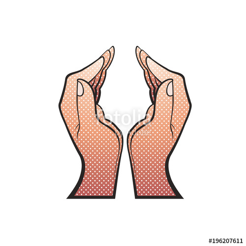Young Woman Cupped Hands With Dot Pattern Vector Illustration 500x500 Young Woman Cupped Hands With Dot Pattern Vector Illustration