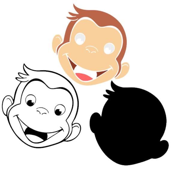 Curious George Head Dxf Layered Cricut Silhouette 570x570 Curious George Head Dxf Layered Cricut Silhouette