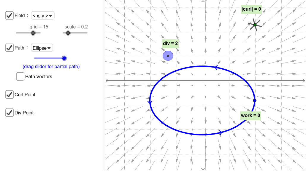 1031x577 Vector Fields, Divergence, Curl, And Line Integrals Geogebra