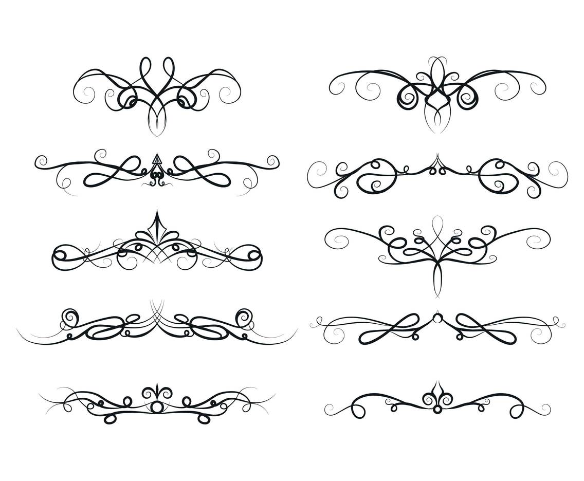 1136x936 Curlicues Lines Divider Set Vector Art Graphics
