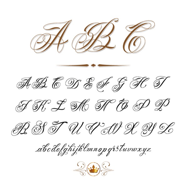 600x600 Handwritten Letters Of The Alphabet Curlicue Design Vector