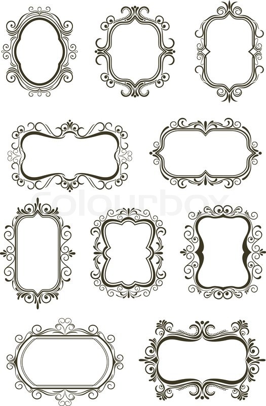 525x800 Retro Gray Border Frame With Curlicue Stock Vector Colourbox