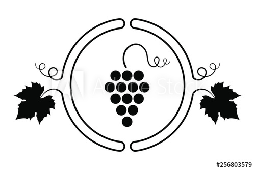 500x334 Vector Illustration Of Icon With Bunch Ripe Grapes With Leaf